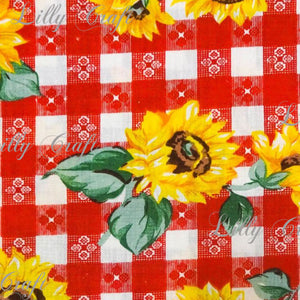 Sunflowers Checkered Poly Cotton, 58"/60" Inches Wide – Sold By The Yard