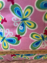 Lilly Craft Butterflies on Pink Fleece Print Fabric is 58”/60” Wide and Sold by the Yard