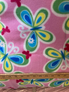 Lilly Craft Butterflies on Pink Fleece Print Fabric is 58”/60” Wide and Sold by the Yard