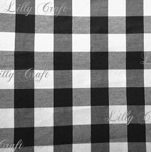 Gingham Checkered Poly Cotton 1 Inch Black Fabric - Sold By The Yard - 57" / 58"
