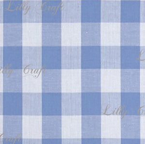 Gingham Checkered Poly Cotton 1 Inch Blue Fabric - Sold By The Yard - 57 58