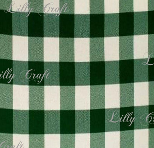 Gingham Checkered Poly Cotton 1 Inch Hunter Green Fabric - Sold By The Yard - 57