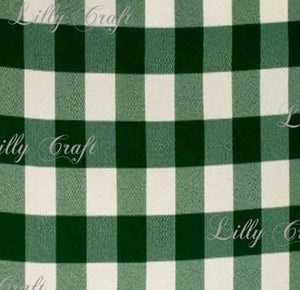 Gingham Checkered Poly Cotton 1 Inch Hunter Green Fabric - Sold By The Yard - 57" / 58"