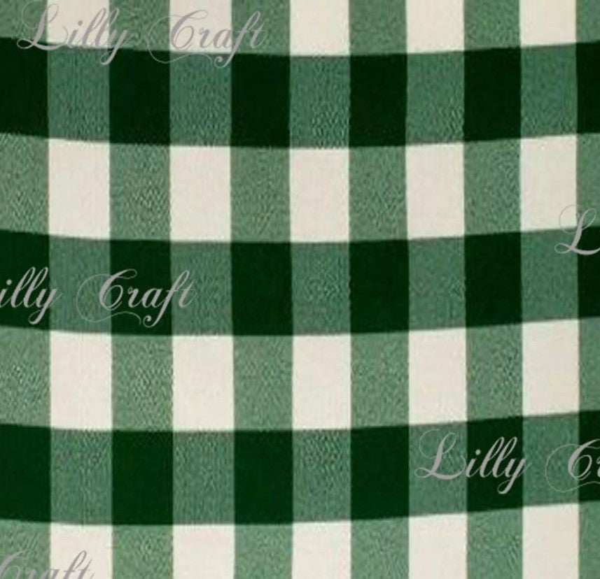 Gingham Checkered Poly Cotton 1 Inch Hunter Green Fabric - Sold By The Yard - 57