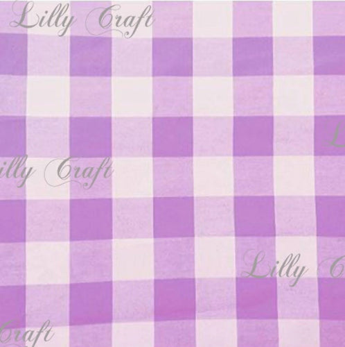 Gingham Checkered Poly Cotton 1 Inch Lavender Fabric - Sold By The Yard - 57