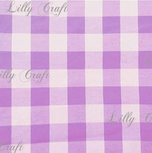 Gingham Checkered Poly Cotton 1 Inch Lavender Fabric - Sold By The Yard - 57" / 58"