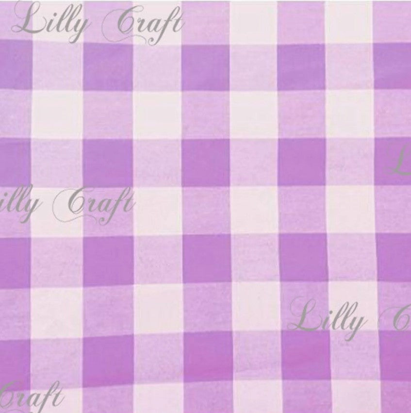 Gingham Checkered Poly Cotton 1 Inch Lavender Fabric - Sold By The Yard - 57