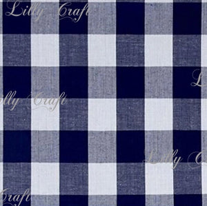 Gingham Checkered Poly Cotton 1 Inch Navy Blue Fabric - Sold By The Yard - 57" / 58"