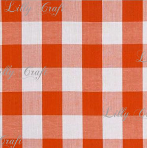 Gingham Checkered Poly Cotton 1 Inch Orange Fabric - Sold By The Yard - 57" / 58"