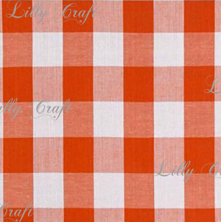 Gingham Checkered Poly Cotton 1 Inch Orange Fabric - Sold By The Yard - 57