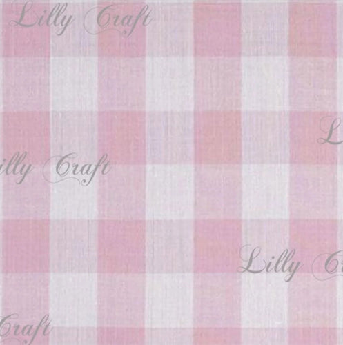 Gingham Checkered Poly Cotton 1 Inch Pink Fabric - Sold By The Yard - 57