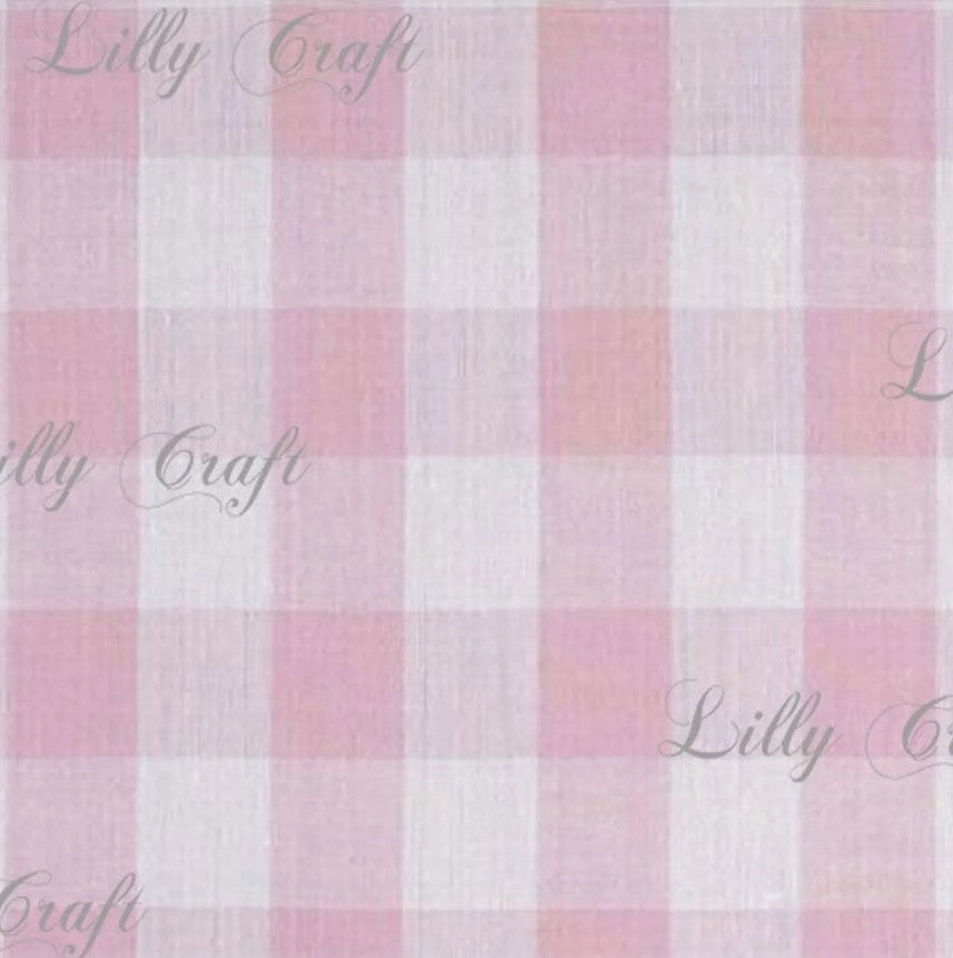 Gingham Checkered Poly Cotton 1 Inch Pink Fabric - Sold By The Yard - 57