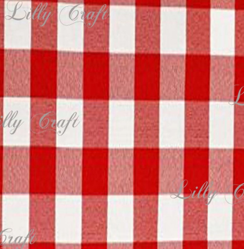 Gingham Checkered Poly Cotton 1 Inch Red Fabric - Sold By The Yard - 57