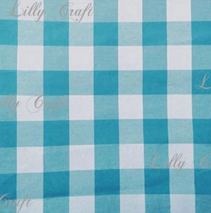 Gingham Checkered Poly Cotton 1 Inch Turquoise Fabric - Sold By The Yard - 57" / 58"