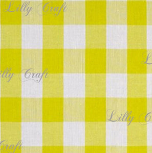 Gingham Checkered Poly Cotton 1 Inch Yellow Fabric - Sold By The Yard - 57 58