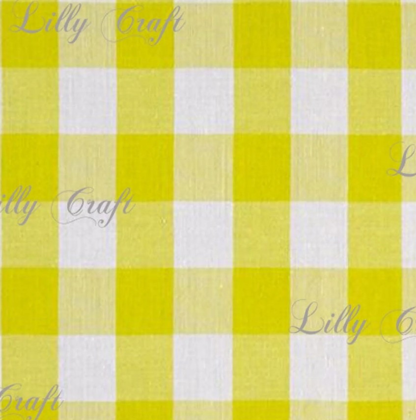 Gingham Checkered Poly Cotton 1 Inch Yellow Fabric - Sold By The Yard - 57 58