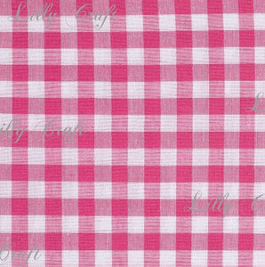 Gingham Checkered Poly Cotton 1/4 Inch Fuchsia Fabric - Sold By The Yard - 57" / 58"