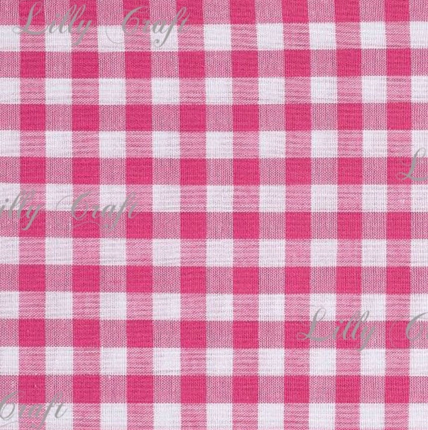 Gingham Checkered Poly Cotton 1/4 Inch Fuchsia Fabric - Sold By The Yard - 57