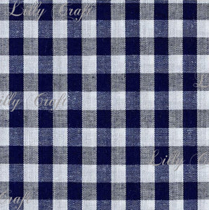 Gingham Checkered Poly Cotton 1/4 Inch Navy Fabric - Sold By The Yard - 57" / 58"