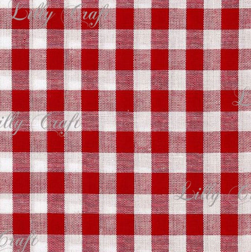 Gingham Checkered Poly Cotton 1/4 Inch Red Fabric - Sold By The Yard - 57