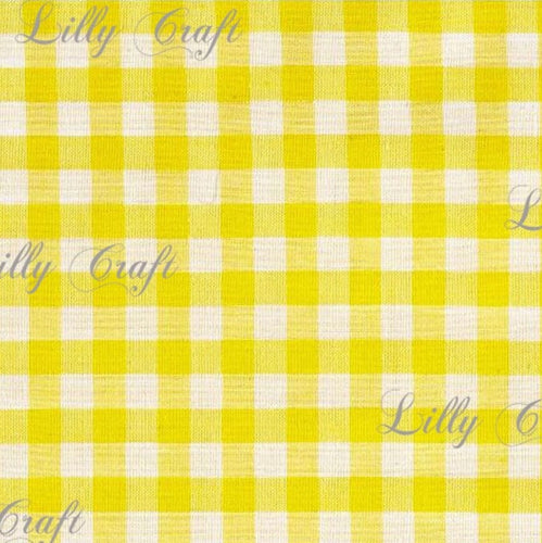 Gingham Checkered Poly Cotton 1/4 Inch Yellow Fabric - Sold By The Yard - 57