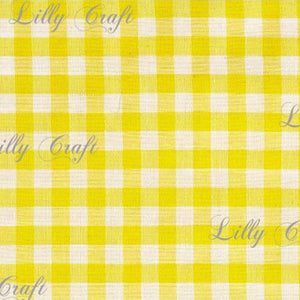 Gingham Checkered Poly Cotton 1/4 Inch Yellow Fabric - Sold By The Yard - 57" / 58"