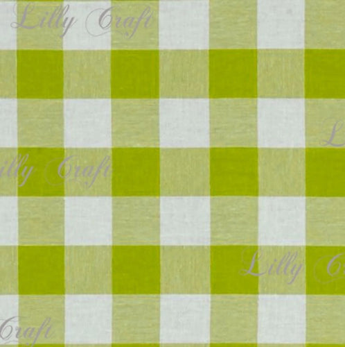 Gingham Checkered Poly Poplin 1 Inch Apple Green Fabric - Sold By The Yard - 57