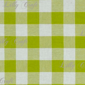 Gingham Checkered Poly Poplin 1 Inch Apple Green Fabric - Sold By The Yard - 57" / 58"
