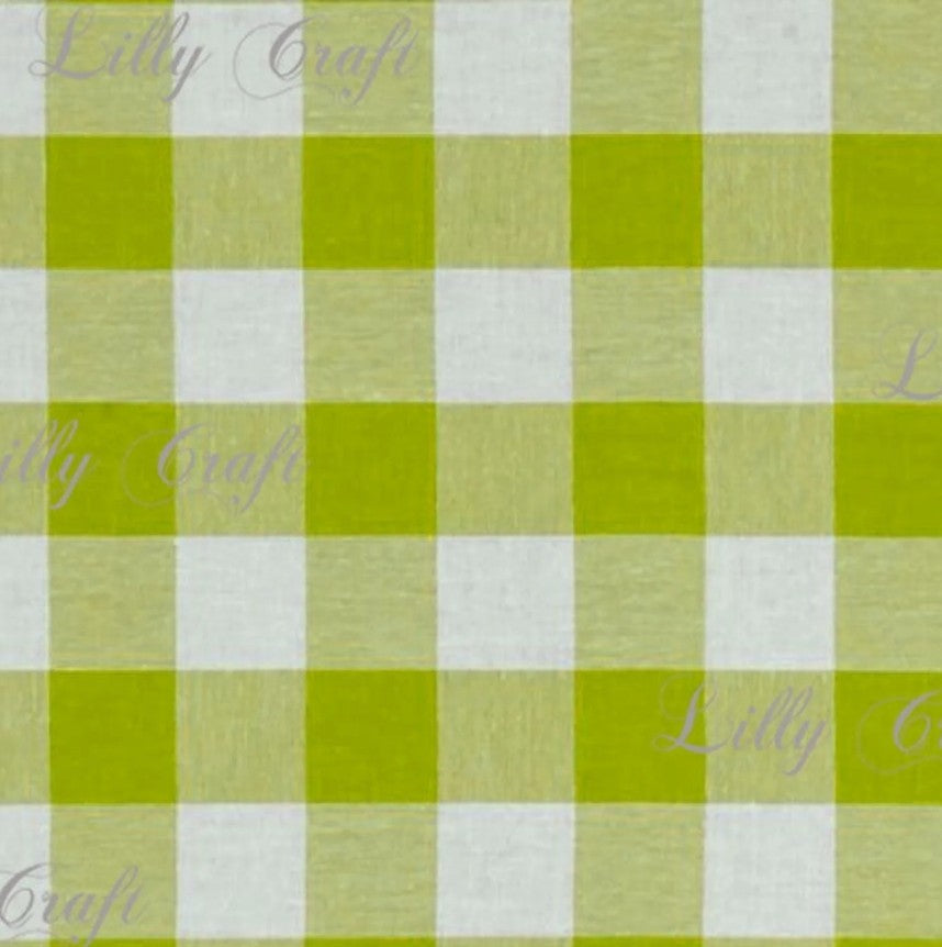 Gingham Checkered Poly Poplin 1 Inch Apple Green Fabric - Sold By The Yard - 57