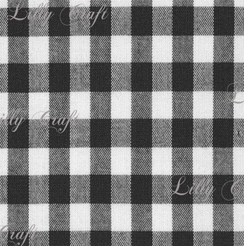 Gingham Checkered Poly Poplin 1 Inch Black Fabric - Sold By The Yard - 57