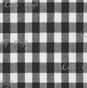 Gingham Checkered Poly Poplin 1 Inch Black Fabric - Sold By The Yard - 57" / 58"