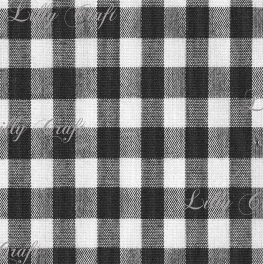 Gingham Checkered Poly Poplin 1 Inch Black Fabric - Sold By The Yard - 57