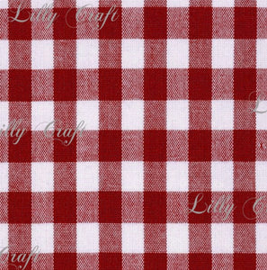 Gingham Checkered Poly Poplin 1 Inch Burgundy Fabric - Sold By The Yard - 57" / 58"