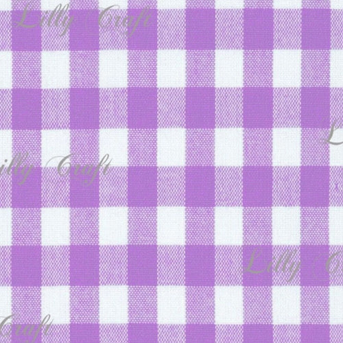 Gingham Checkered Poly Poplin 1 Inch Lavender Fabric - Sold By The Yard - 57