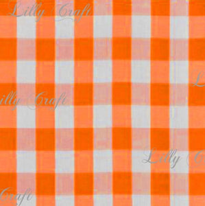 Gingham Checkered Poly Poplin 1 Inch Orange Fabric - Sold By The Yard - 57" / 58"