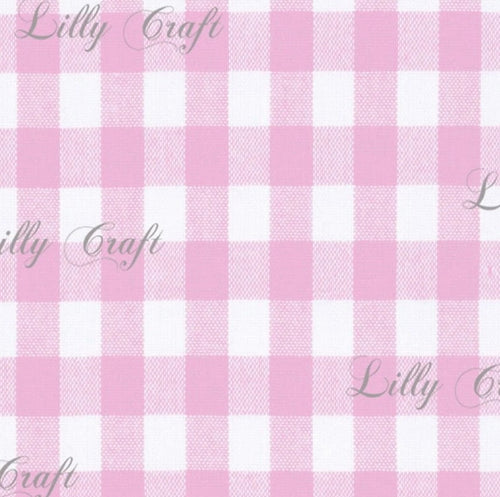 Gingham Checkered Poly Poplin 1 Inch Pink Fabric - Sold By The Yard - 57