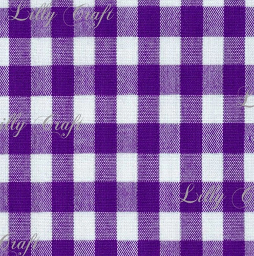 Gingham Checkered Poly Poplin 1 Inch Purple Fabric - Sold By The Yard - 57