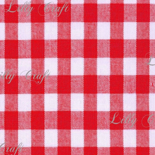 Gingham Checkered Poly Poplin 1 Inch Red Fabric - Sold By The Yard - 57
