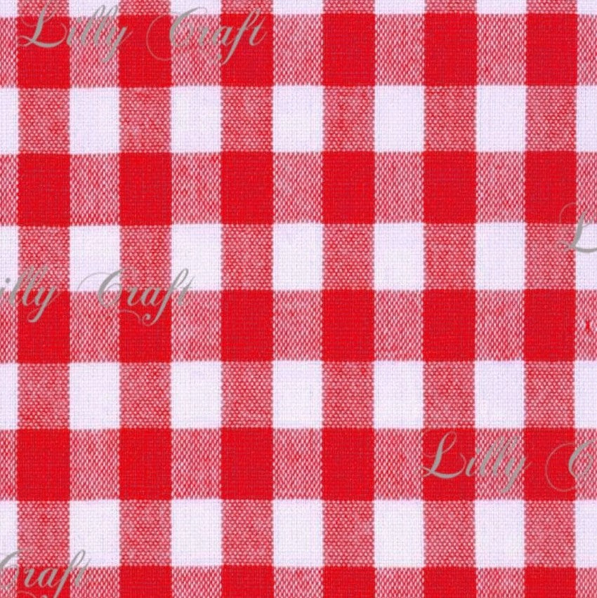 Gingham Checkered Poly Poplin 1 Inch Red Fabric - Sold By The Yard - 57
