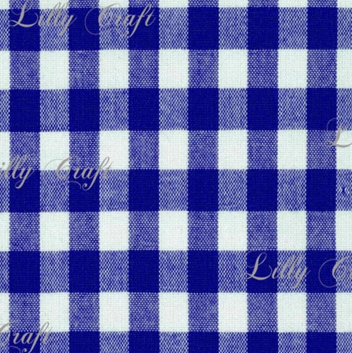 Gingham Checkered Poly Poplin 1 Inch Royal Blue Fabric - Sold By The Yard - 57