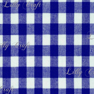 Gingham Checkered Poly Poplin 1 Inch Royal Blue Fabric - Sold By The Yard - 57" / 58"