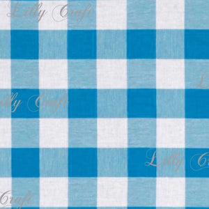 Gingham Checkered Poly Poplin 1 Inch Turquoise Fabric - Sold By The Yard - 57" / 58"