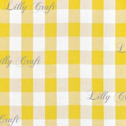 Gingham Checkered Poly Poplin 1 Inch Yellow Fabric - Sold By The Yard - 57