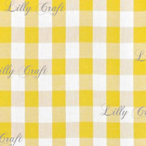 Gingham Checkered Poly Poplin 1 Inch Yellow Fabric - Sold By The Yard - 57" / 58"