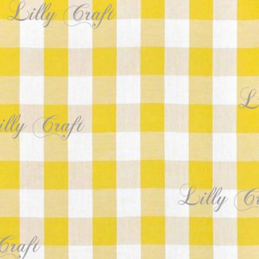 Gingham Checkered Poly Poplin 1 Inch Yellow Fabric - Sold By The Yard - 57