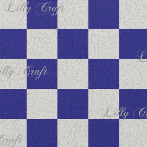 Lilly Craft Blue and White Checkerboard Print Fleece Anti-Pill FABRIC 58-60