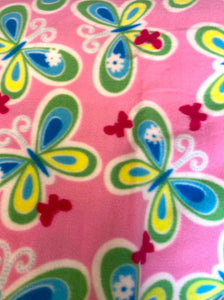 Lilly Craft Butterflies on Pink Fleece Print Fabric is 58”/60” Wide and Sold by the Yard