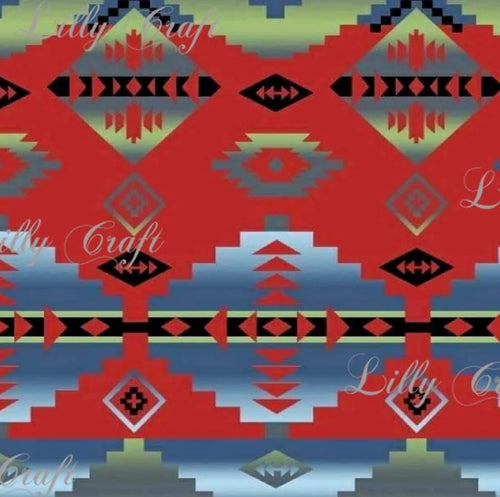 Lilly Craft Cody Copper Red Tribal Print Fleece Anti-Pill FABRIC 58-60