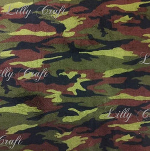 Lilly Craft Green Camouflage FLEECE Fabric 100% Polyester - Sold By The Yard - 58" / 60"
