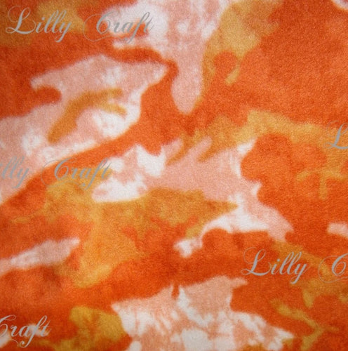 Lilly Craft Grey Orange Camouflage FLEECE Fabric 100% Polyester - Sold By The Yard - 58